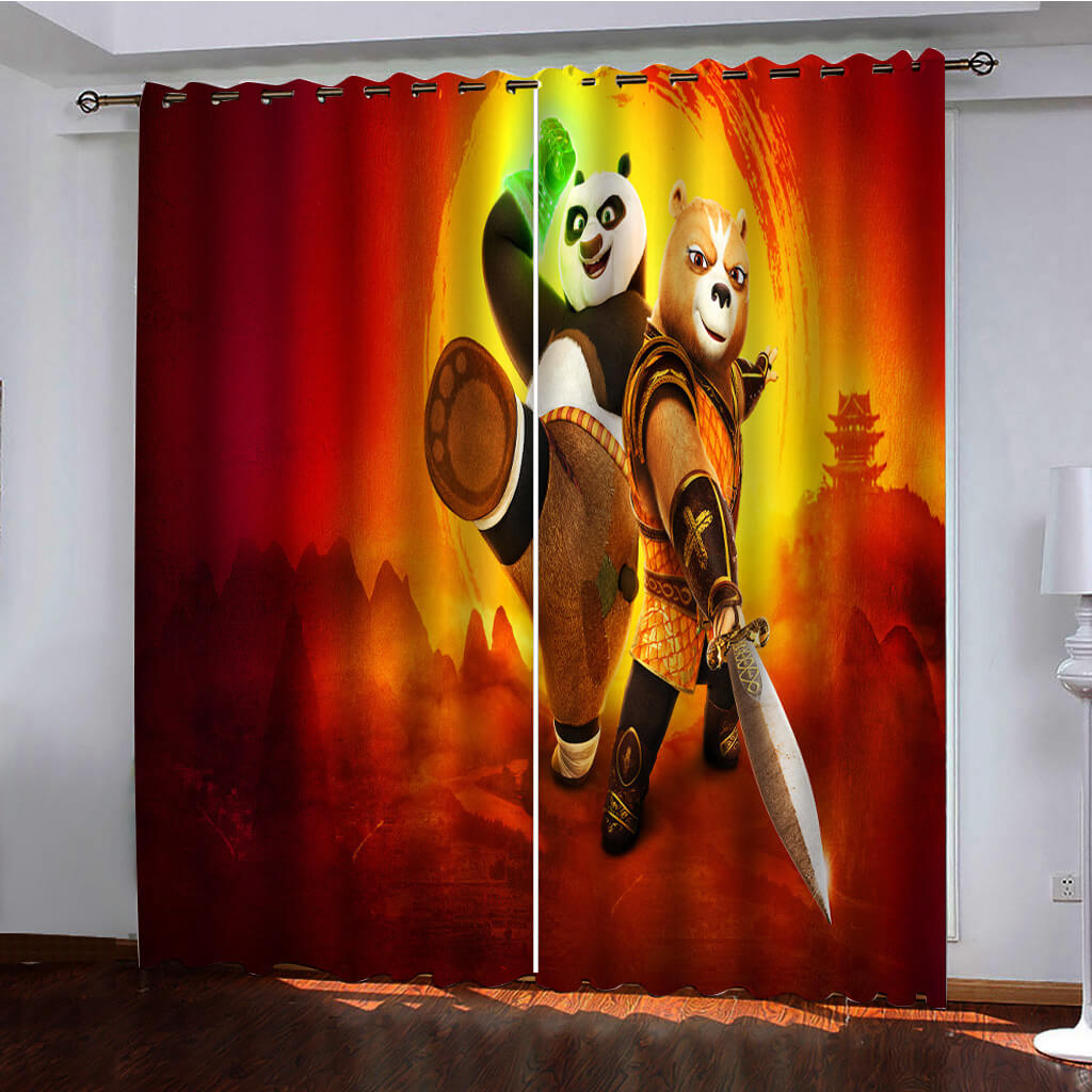 2024 NEW Kung Fu Panda The Dragon Knight Curtains Pattern Blackout Window Drapes