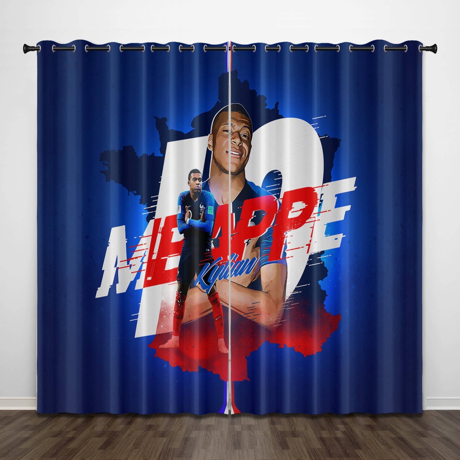 2024 NEW Kylian Mbappé Curtains Pattern Blackout Window Drapes