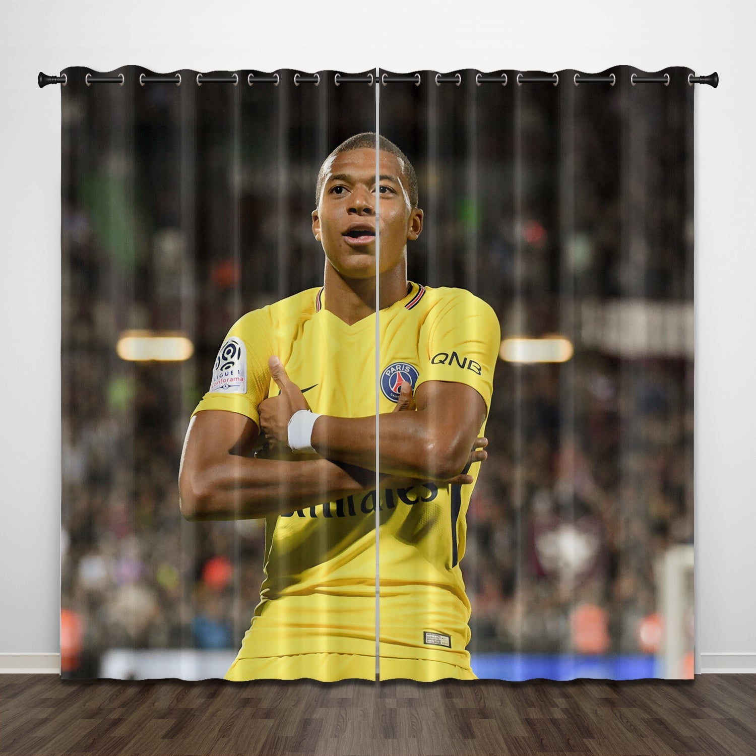 2024 NEW Kylian Mbappé Curtains Pattern Blackout Window Drapes