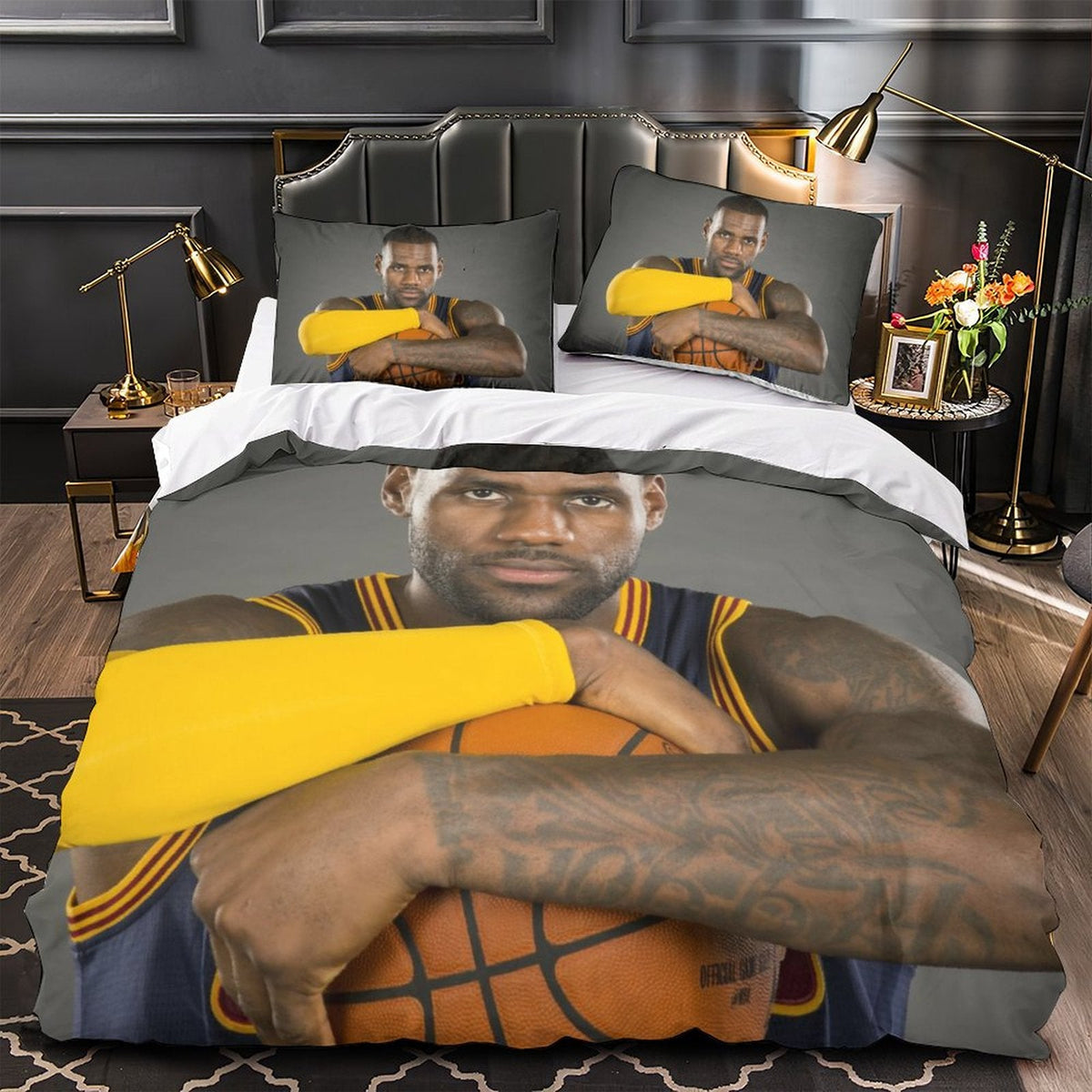 2024 NEW Lakers LeBron Raymone James Bedding Set Pattern Quilt Duvet Cover