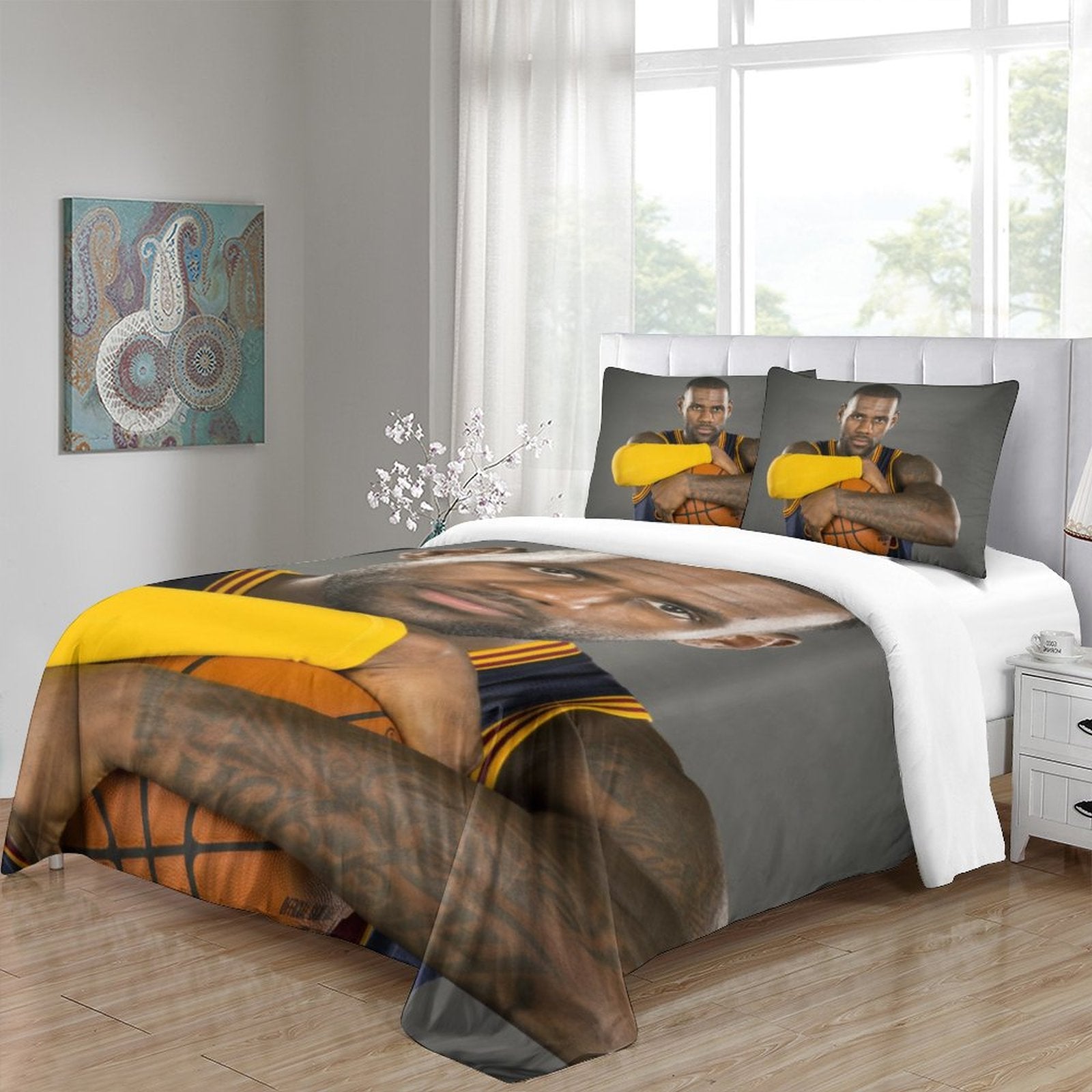 2025 NEW Lakers LeBron Raymone James Bedding Set Pattern Quilt Duvet Cover