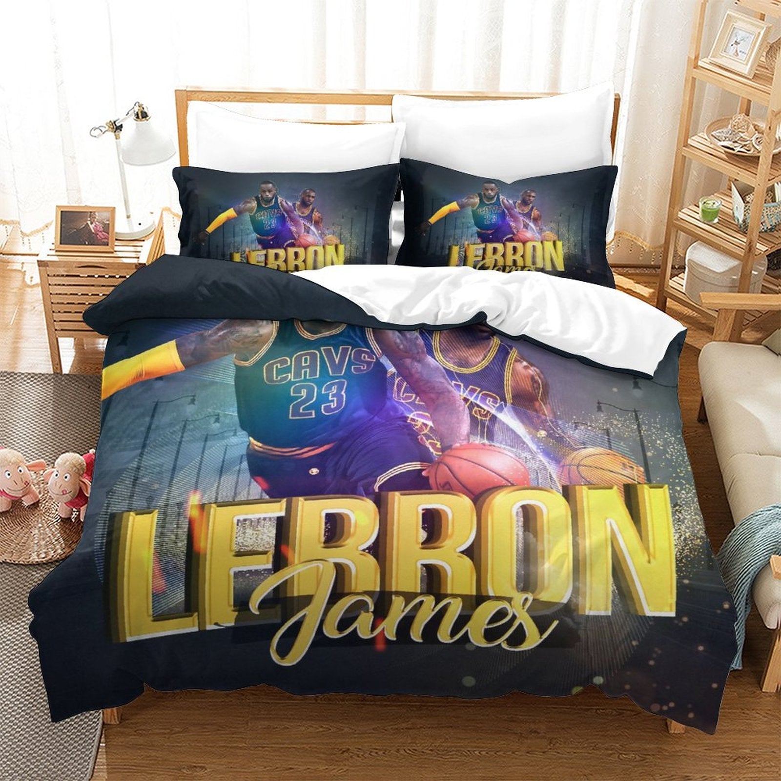 2025 NEW Lakers LeBron Raymone James Bedding Set Pattern Quilt Duvet Cover