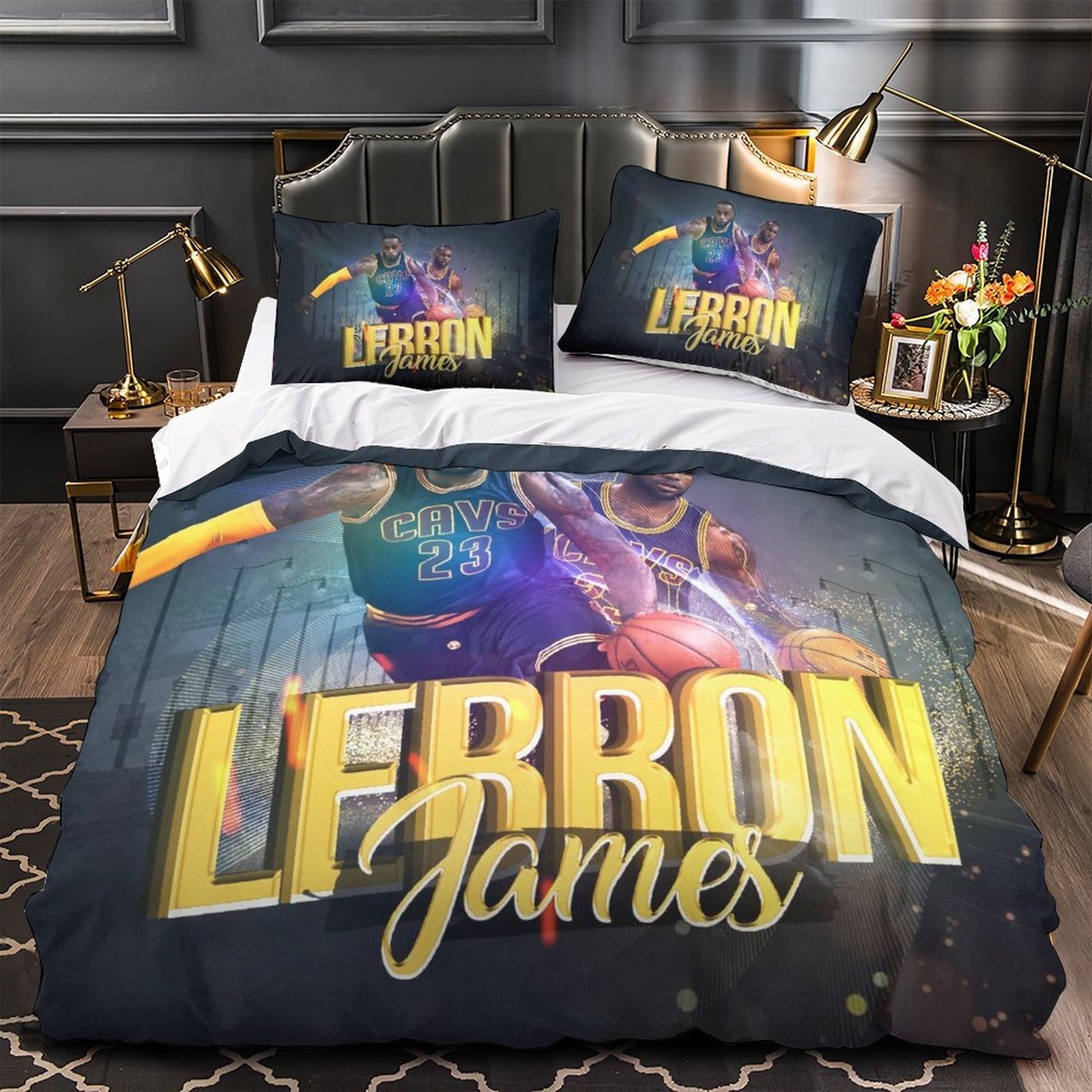 2025 NEW Lakers LeBron Raymone James Bedding Set Pattern Quilt Duvet Cover