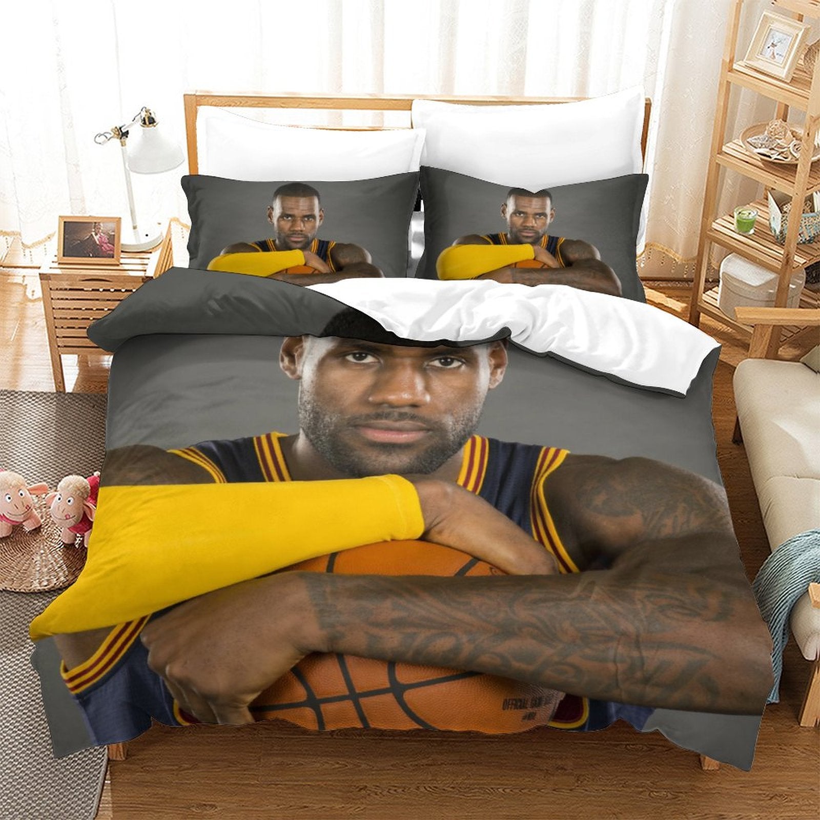 2025 NEW Lakers LeBron Raymone James Bedding Set Pattern Quilt Duvet Cover