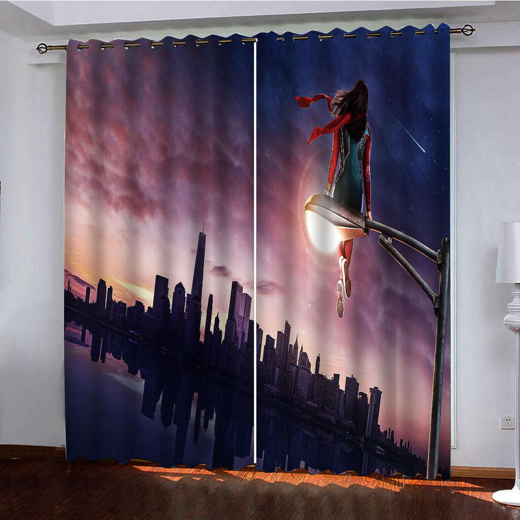 2025 NEW MS MARVEL Curtains Pattern Blackout Window Drapes