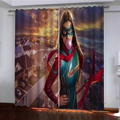 2025 NEW MS MARVEL Curtains Pattern Blackout Window Drapes