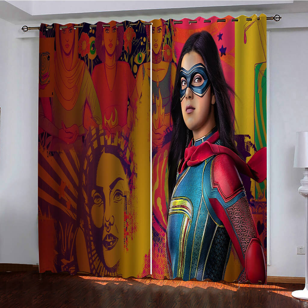 2025 NEW MS MARVEL Curtains Pattern Blackout Window Drapes