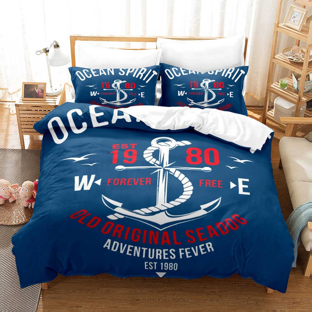 2024 NEW Marine Anchor Bedding Set Quilt Cover Room Decoration