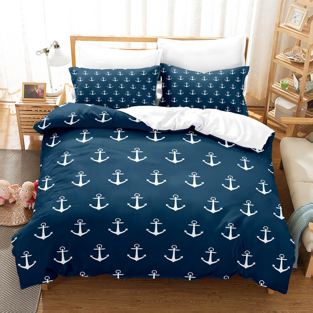 2024 NEW Marine Anchor Bedding Set Quilt Cover Room Decoration