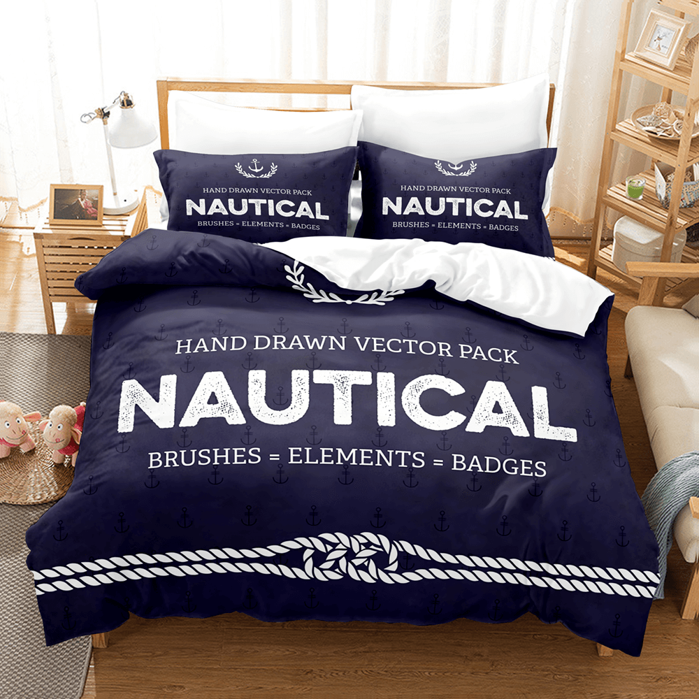 2024 NEW Marine Anchor Bedding Set Quilt Cover Room Decoration