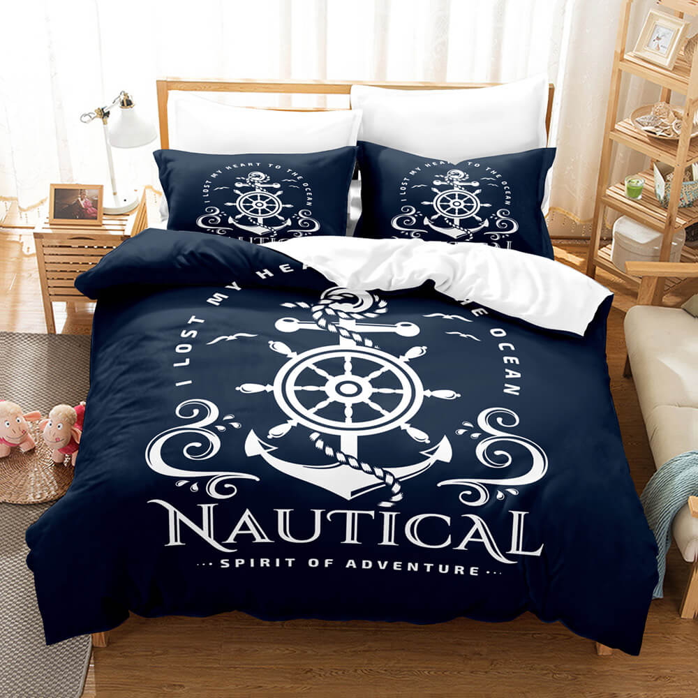 2024 NEW Marine Anchor Bedding Set Quilt Cover Room Decoration