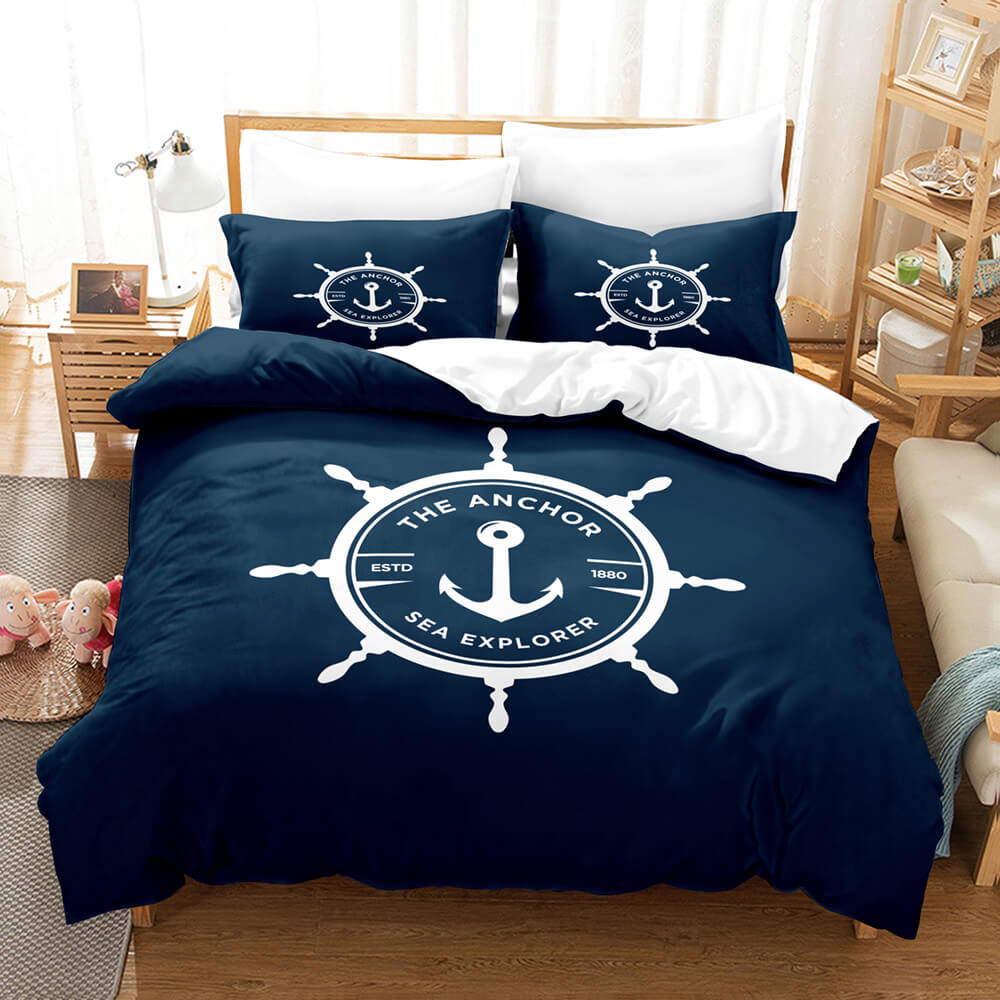 2024 NEW Marine Anchor Bedding Set Quilt Cover Room Decoration
