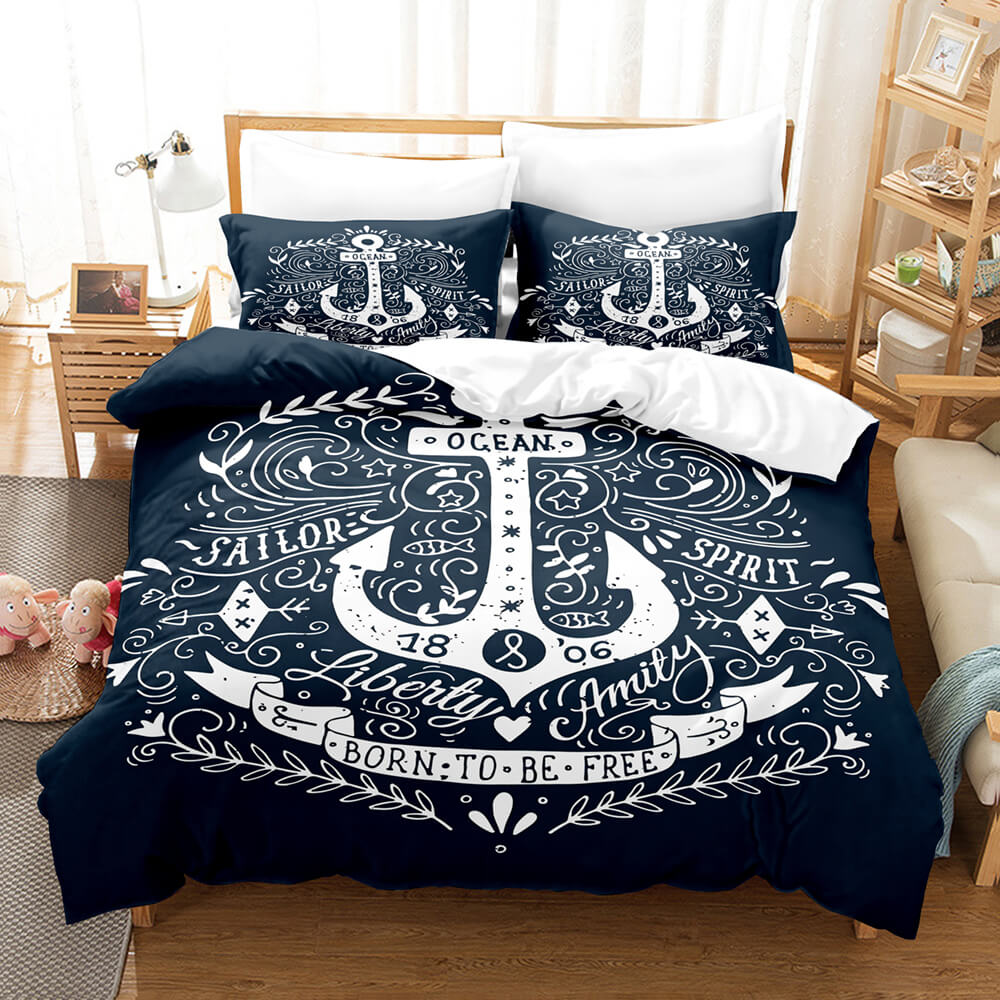 2024 NEW Marine Anchor Bedding Set Quilt Cover Room Decoration