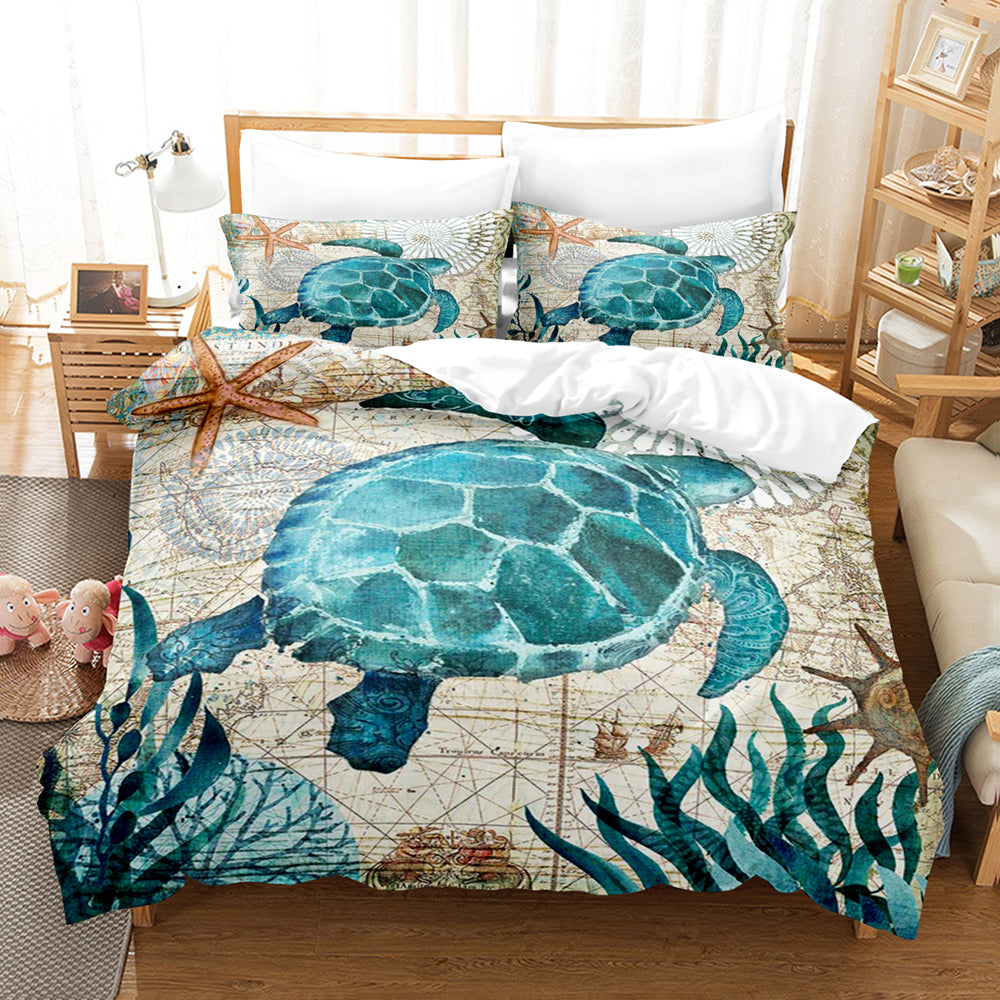 2024 NEW Marine Animal Bedding Set Quilt Cover Without Filler