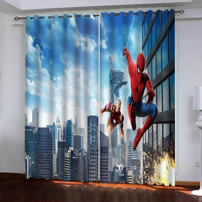 2024 NEW Marvel Superhero Spiderman Pattern Curtains Blackout Window Drapes