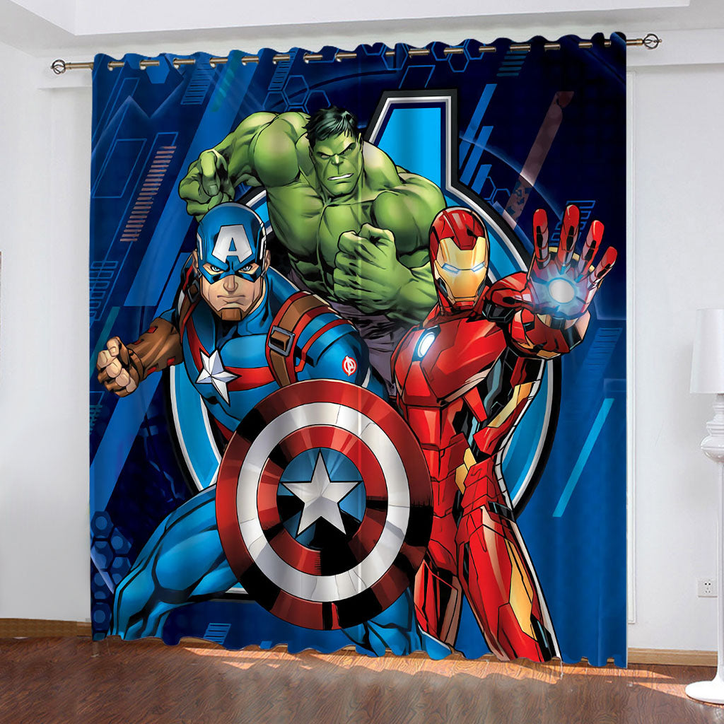 2024 NEW Marvel The Avengers Pattern Curtains Blackout Window Drapes