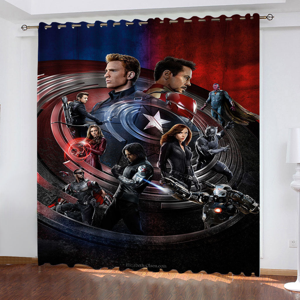 2024 NEW Marvel The Avengers Pattern Curtains Blackout Window Drapes