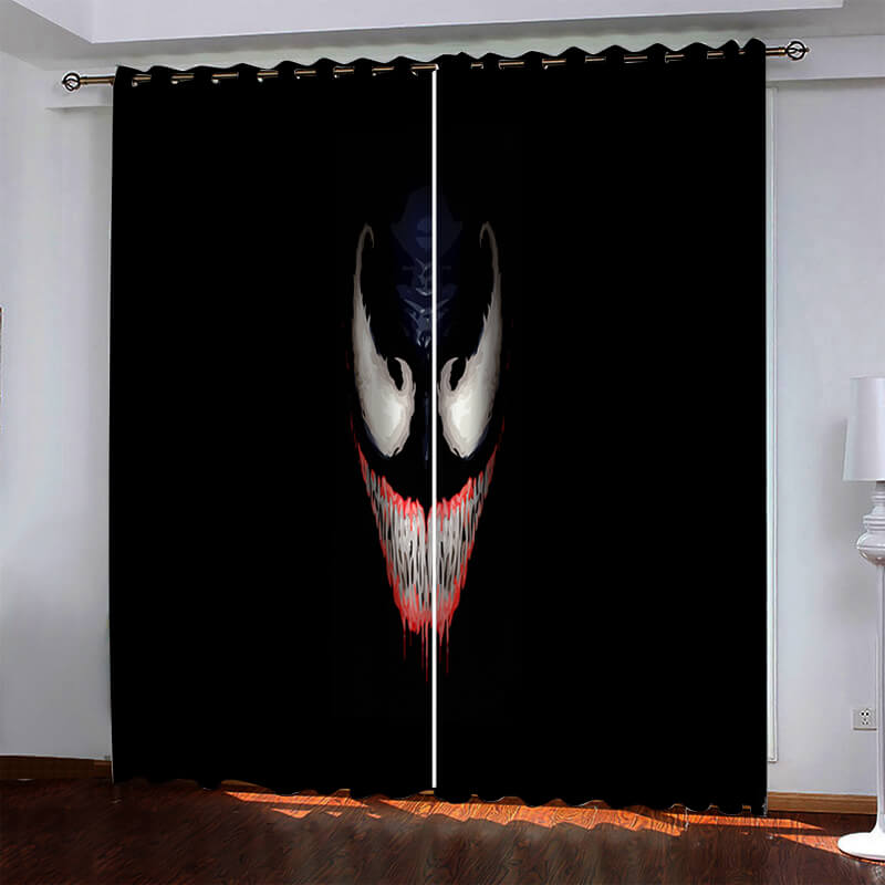 2024 NEW Marvel Venom Pattern Curtains Blackout Window Drapes