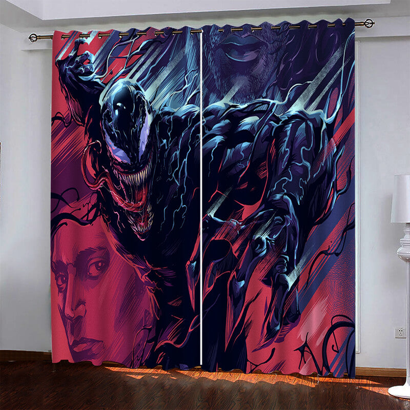 2024 NEW Marvel Venom Pattern Curtains Blackout Window Drapes