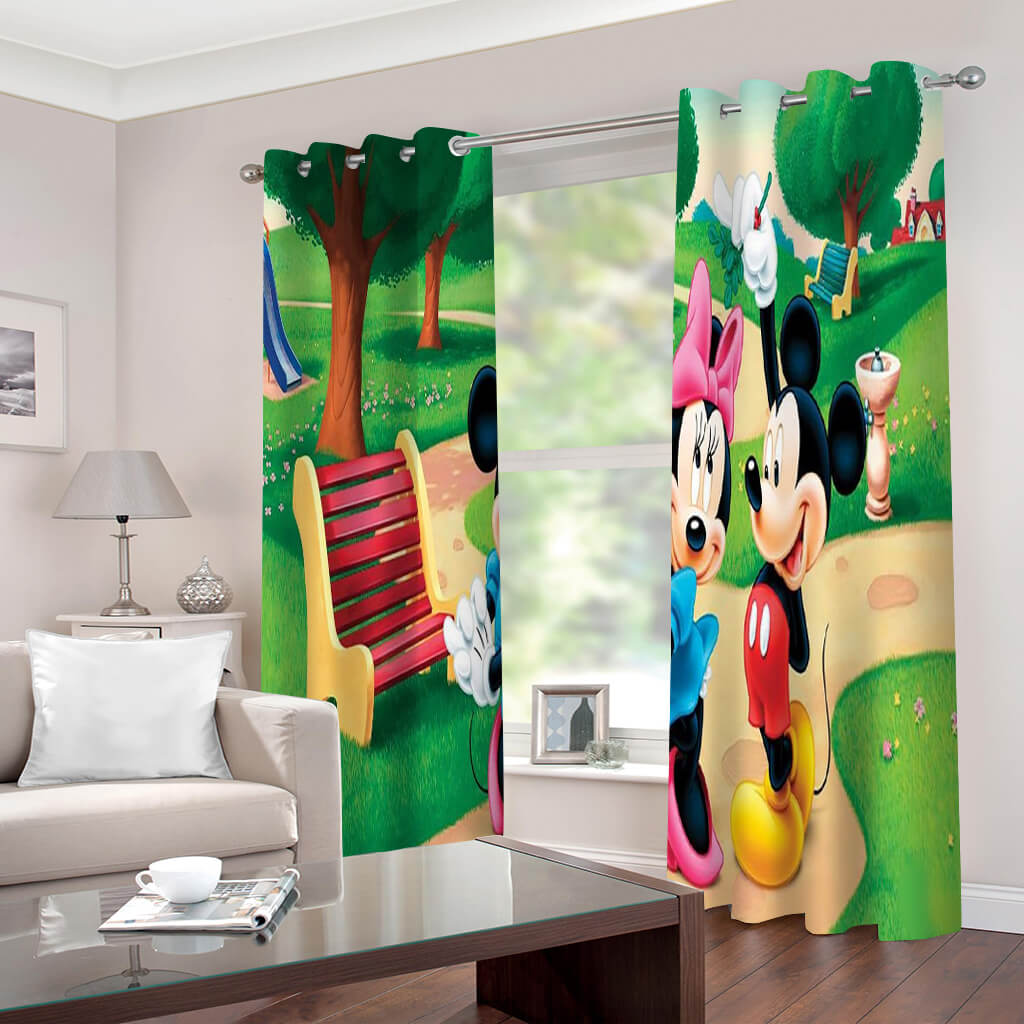 2024 NEW Mickey Mouse Curtains 2 Panels Blackout Window Drapes for Room Decoration