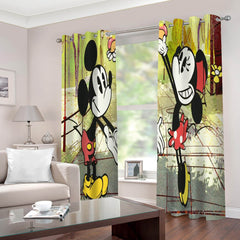 2024 NEW Mickey Mouse Curtains 2 Panels Blackout Window Drapes for Room Decoration