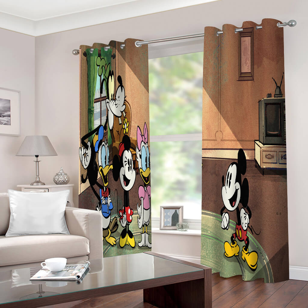 2024 NEW Mickey Mouse Curtains 2 Panels Blackout Window Drapes for Room Decoration