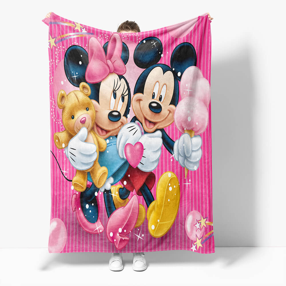 2024 NEW Mickey Mouse Minnie Mouse Flannel Fleece Throw Blanket