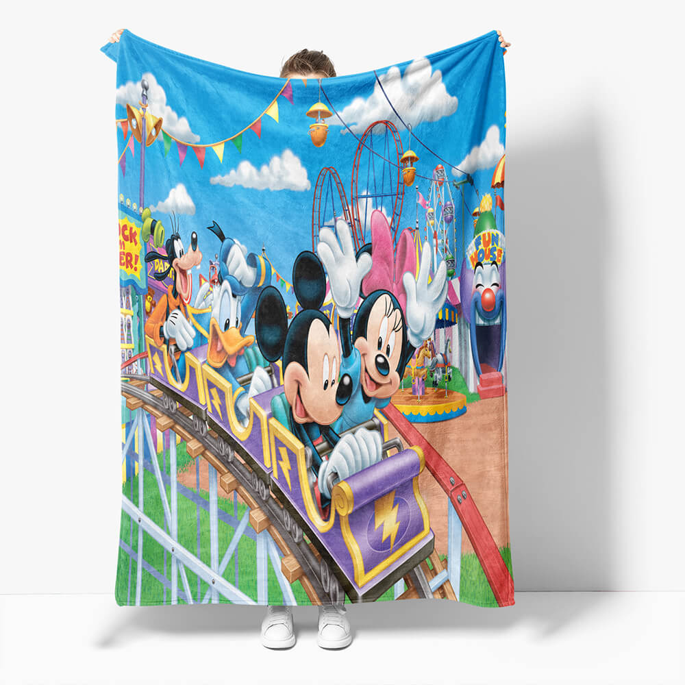 2024 NEW Mickey Mouse Minnie Mouse Flannel Fleece Throw Blanket