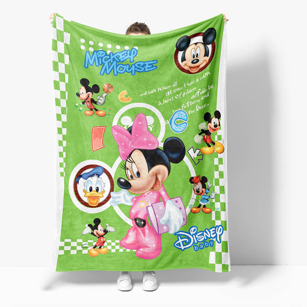 2024 NEW Mickey Mouse Minnie Mouse Flannel Fleece Throw Cosplay Blanket Set