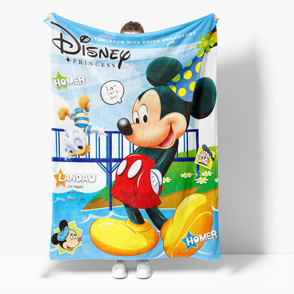 2024 NEW Mickey Mouse Minnie Mouse Flannel Fleece Throw Cosplay Blanket Set