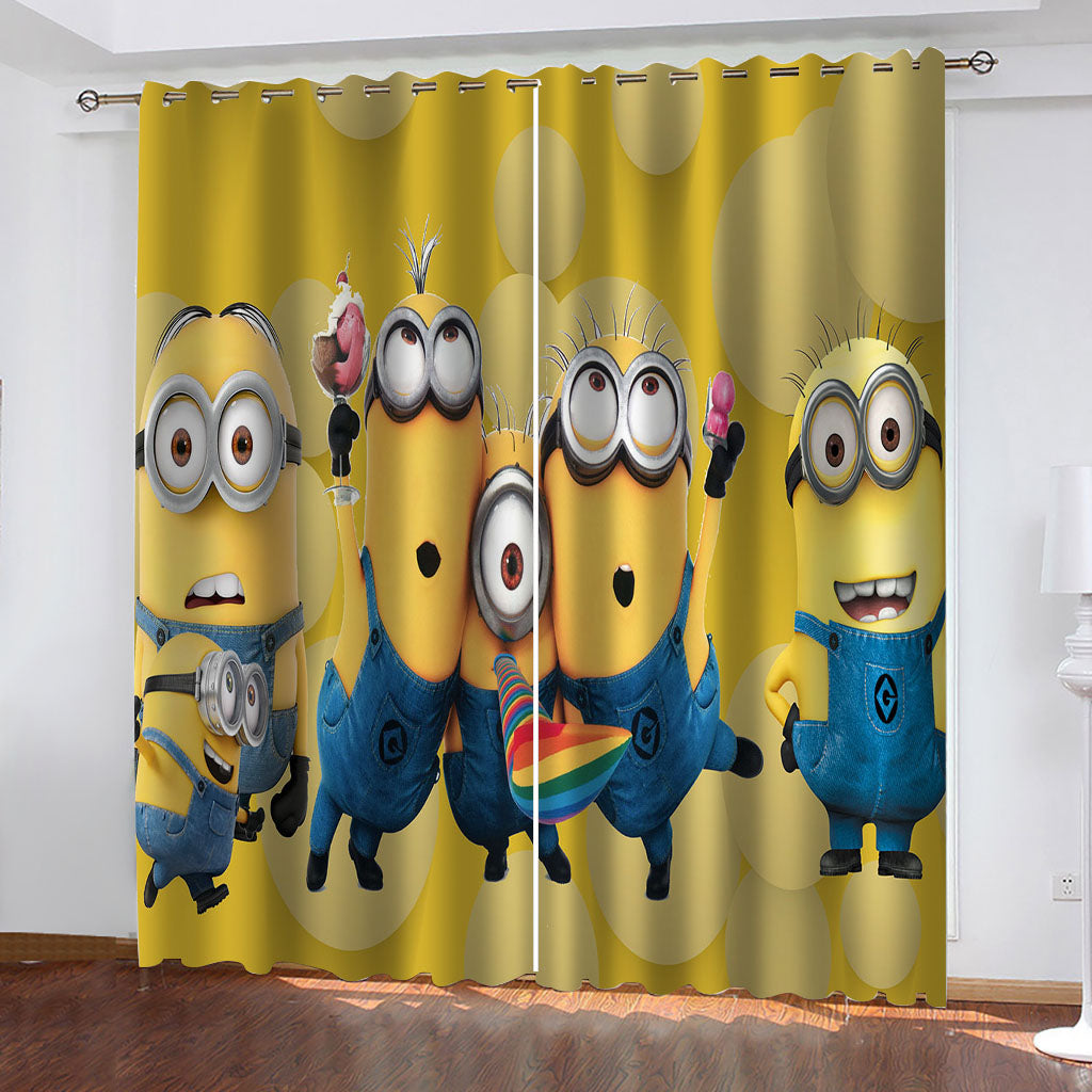 2024 NEW Minions Curtains Cosplay Blackout Window Drapes Room Decoration