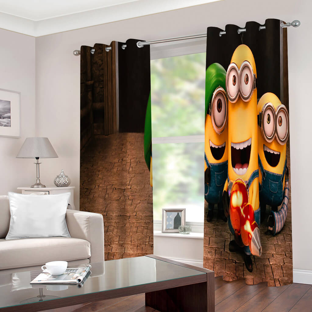 2024 NEW Minions Curtains 2 Panels Blackout Window Drapes for Room Decoration