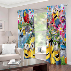 2024 NEW Minions Curtains 2 Panels Blackout Window Drapes for Room Decoration