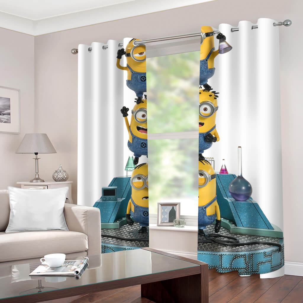 2024 NEW Minions Curtains 2 Panels Blackout Window Drapes for Room Decoration