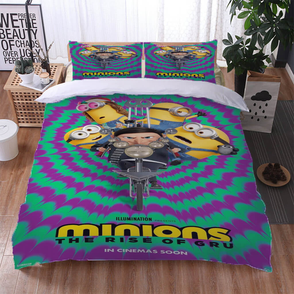 2024 NEW Minions The Rise of Gru Bedding Set Cosplay Quilt Duvet Cover Bed Sets