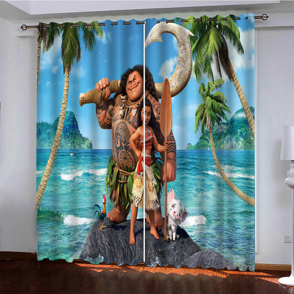 2024 NEW Moana Curtains Pattern Blackout Window Drapes