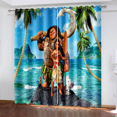 2024 NEW Moana Curtains Pattern Blackout Window Drapes