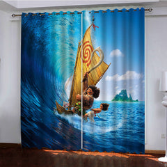 2024 NEW Moana Curtains Pattern Blackout Window Drapes