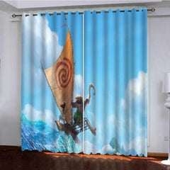 2024 NEW Moana Curtains Pattern Blackout Window Drapes