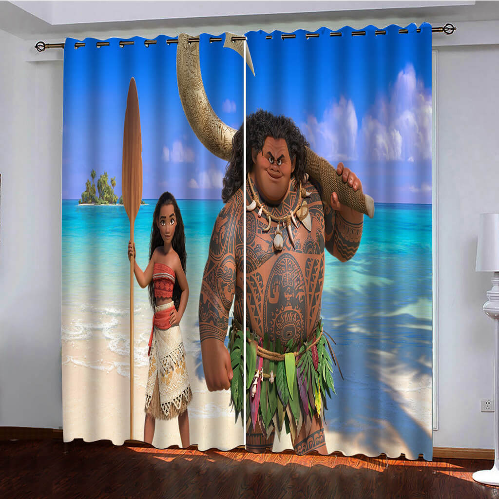 2024 NEW Moana Curtains Pattern Blackout Window Drapes