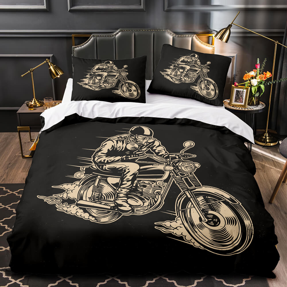 2024 NEW Motorcycle Pattern Bedding Set Quilt Cover Without Filler