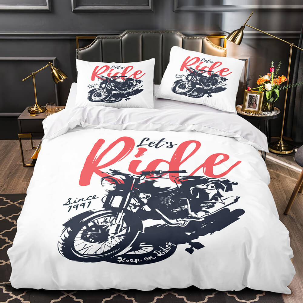 2024 NEW Motorcycles Pattern Bedding Set Quilt Cover Without Filler