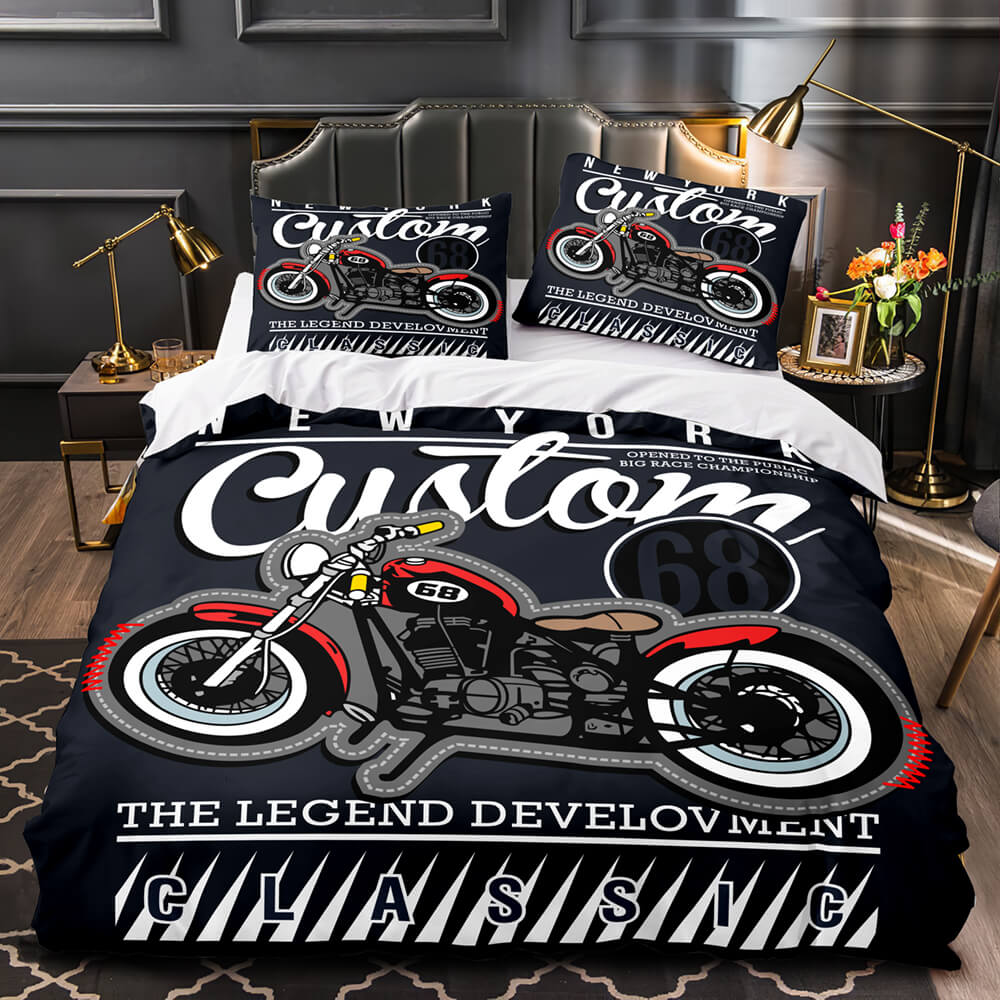 2024 NEW Motorcycles Pattern Bedding Set Quilt Cover Without Filler