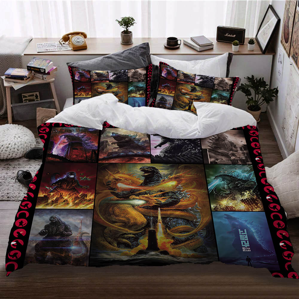 2025 NEW Movie Godzilla vs Kong Pattern Bedding Set Quilt Cover Without Filler