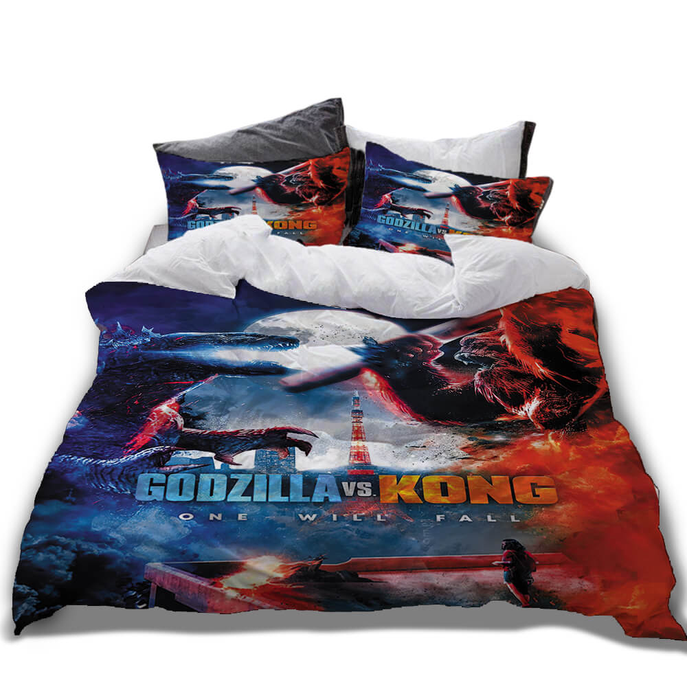 2024 NEW Movie Godzilla vs Kong Pattern Bedding Set Quilt Cover Without Filler