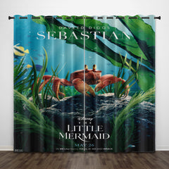 2024 NEW Movie The Little Mermaid Curtains Pattern Blackout Window Drapes