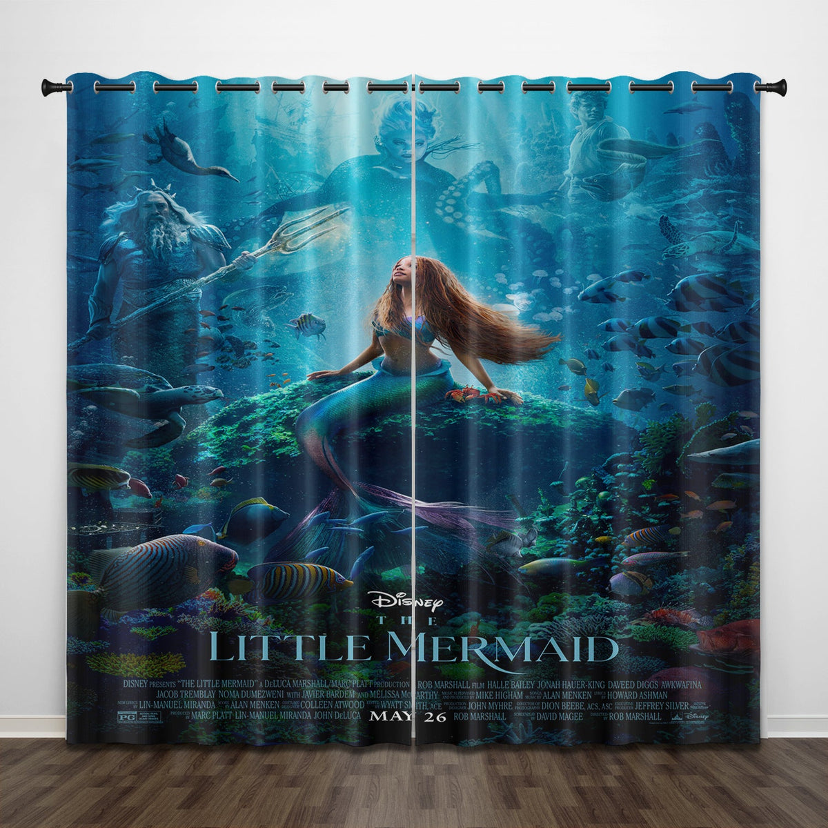 2024 NEW The Little Mermaid Curtains Pattern Blackout Window Drapes