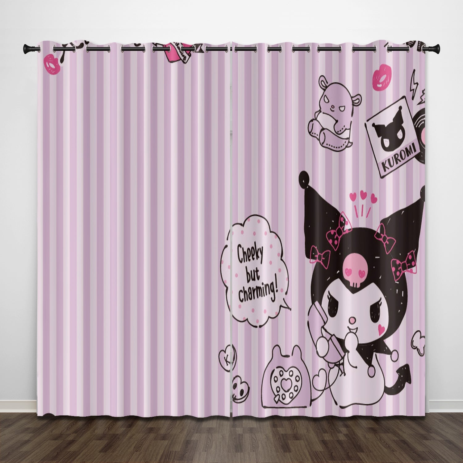 2024 NEW My Melody Kuromi Curtains Pattern Blackout Window Drapes