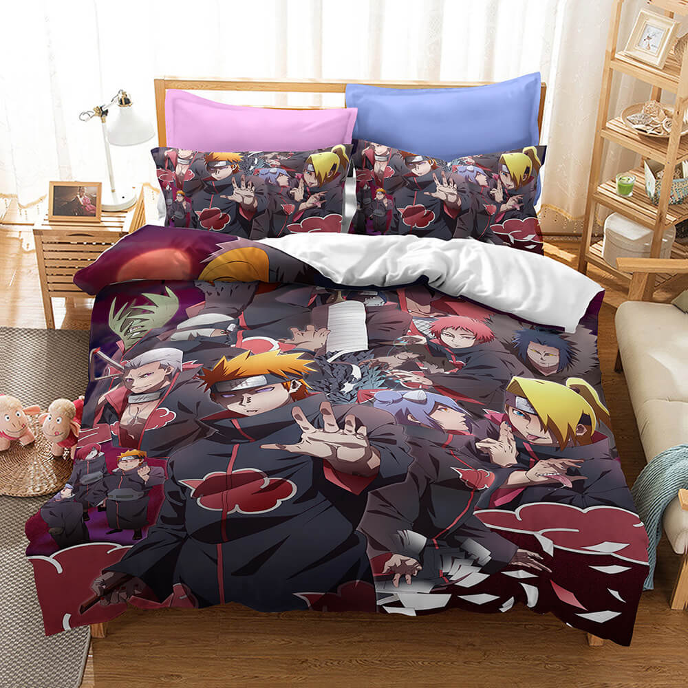 2024 NEW Naruto Kakashi Sasuke Itachi Bijuu Cosplay Bedding Set Quilt Cover Without Filler
