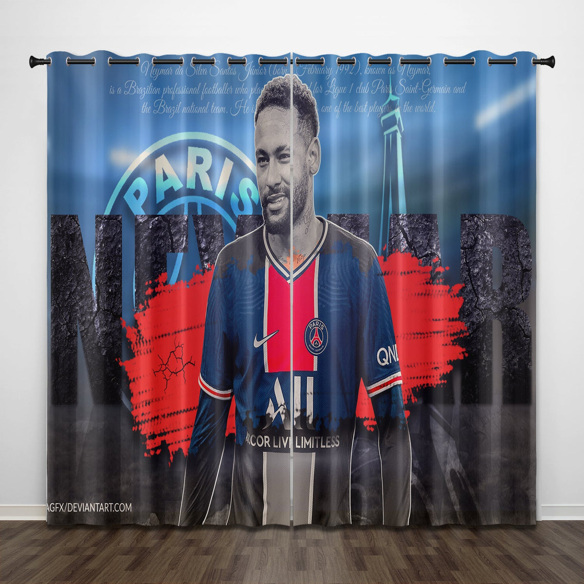 2024 NEW Neymar Curtains Pattern Blackout Window Drapes